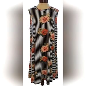 J for Justify sleeveless striped floral midi dress